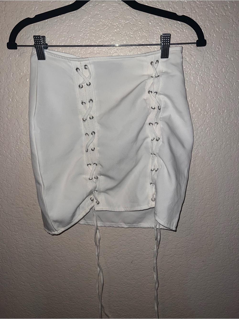 NWOT White Lace-Up Mini Skirt